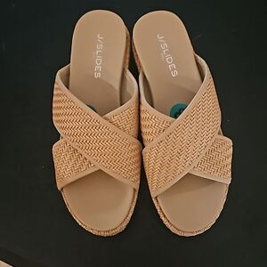 NWT J/SLIDES QUACKIE Natural Vegan Luxe Sandal size 8